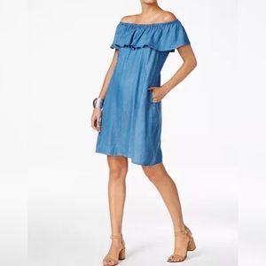 Style & Co Off-The-Shoulder Denim Dress